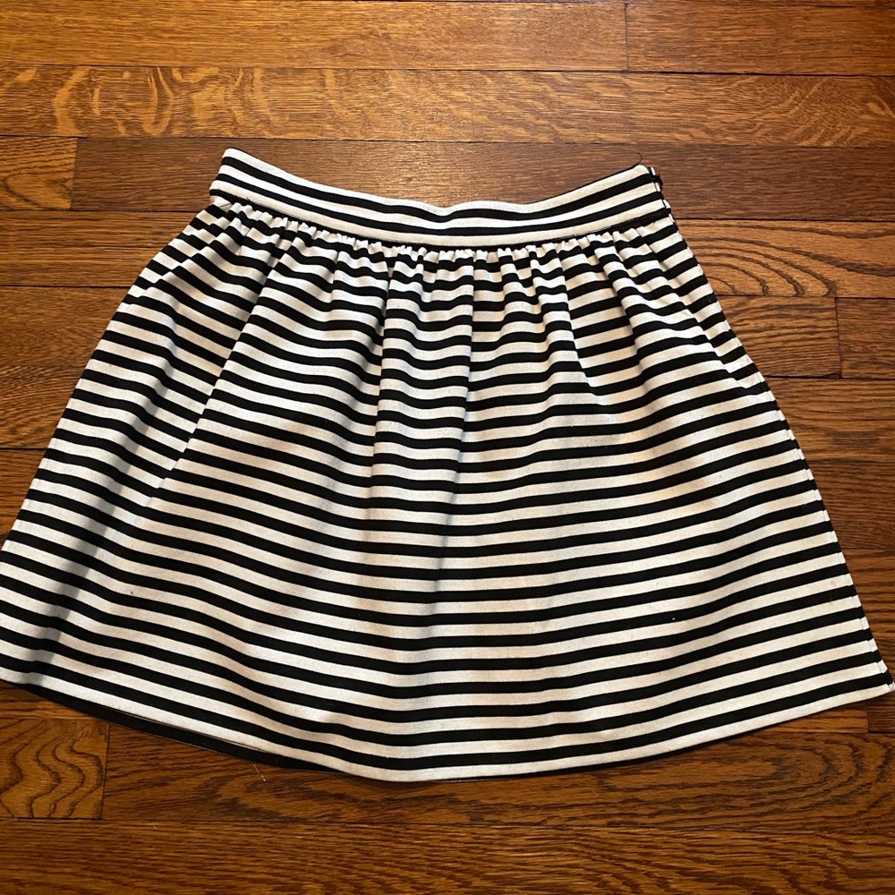 Black and White Striped Skater Skirt